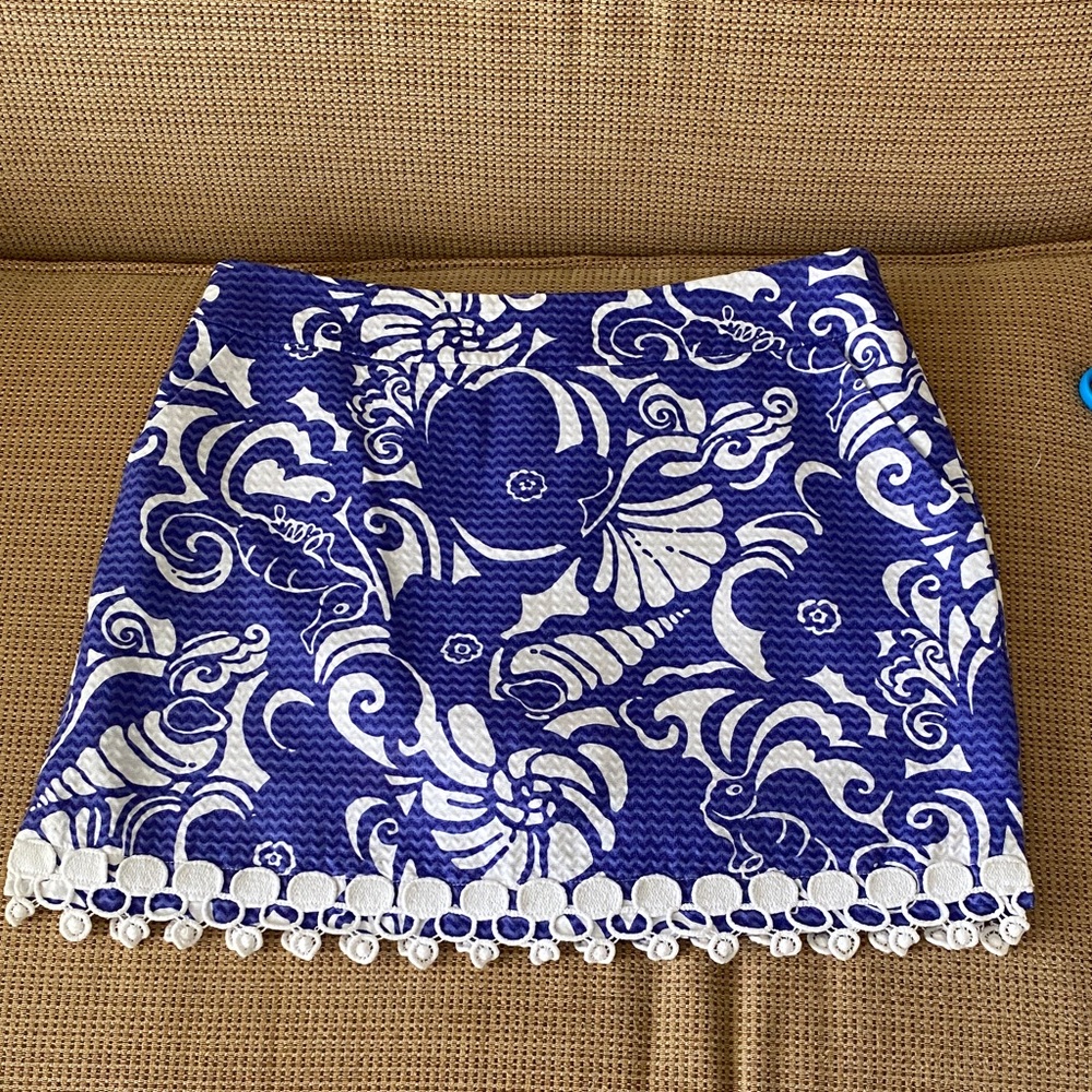 Lilly Pulitzer Purple and White Patterned Fabric Skort Size 2